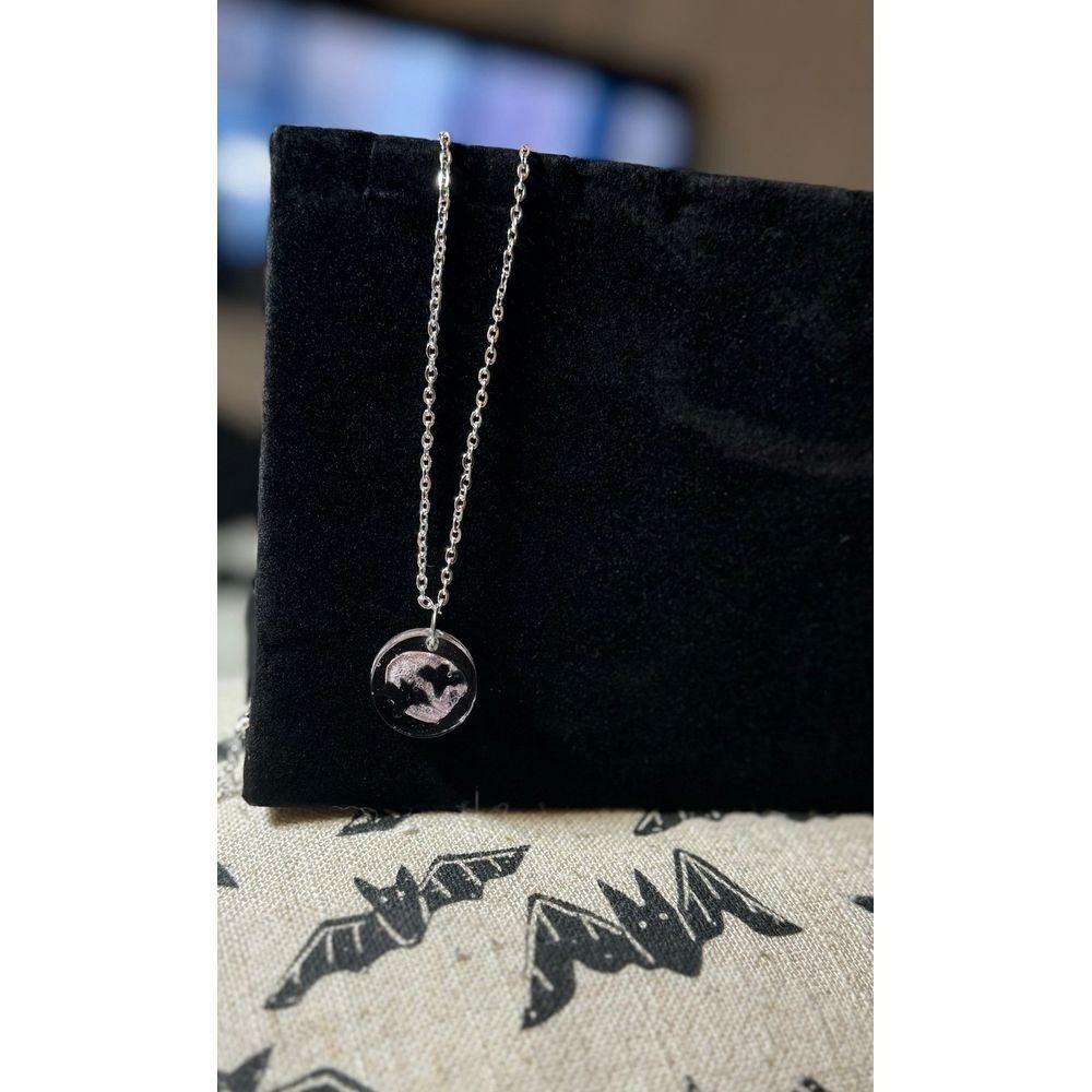 Handmade‎ resin Halloween bat necklace